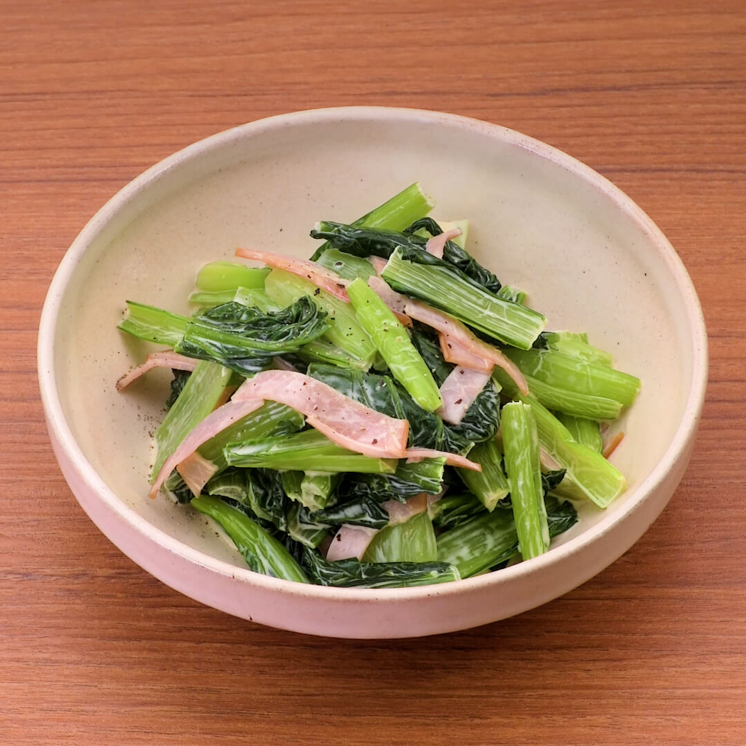 【小松菜とハムの人気レシピ】10分で簡単おかず&スープ6選