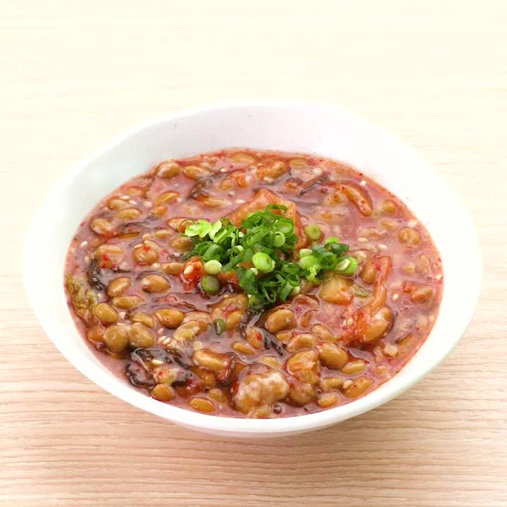 食べ方いろいろ！ もずく入りキムチ納豆のレシピ動画・作り方 | デ